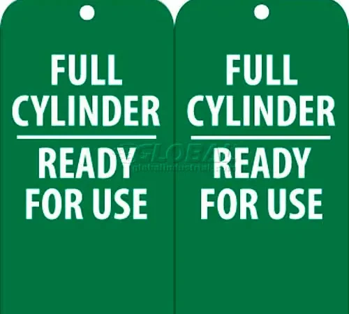 NMC RPT36 Tags, Full Cylinder Ready For Use, 6" X 3", White/Green, 25/Pk