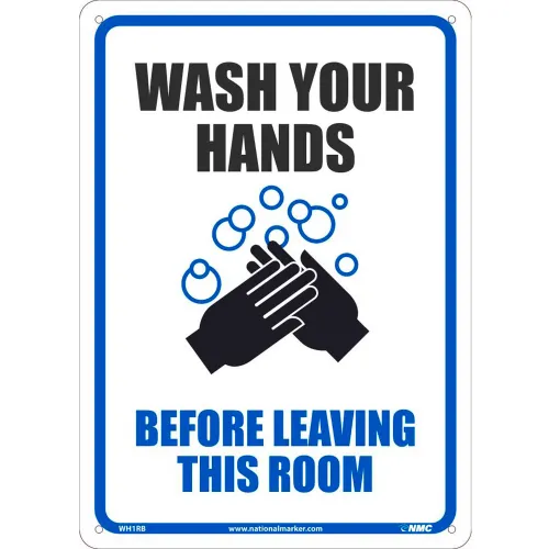 Wash Your Hands Before Leaving This Room Sign, 10" X 14", Plastic