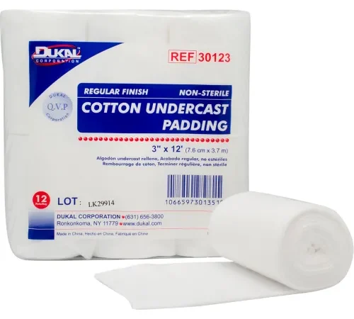 Dukal Cotton Undercast Padding, Regular Finish, 3" x 4 Yards, 12 Roll/Bag, 6 Bag/Case