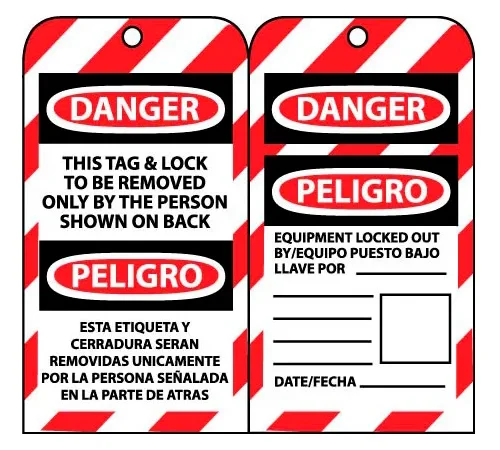 NMC™ SPLOTAG13 This Bilingual Lockout Tag & Lock To Be Removed Only By The Person Shown