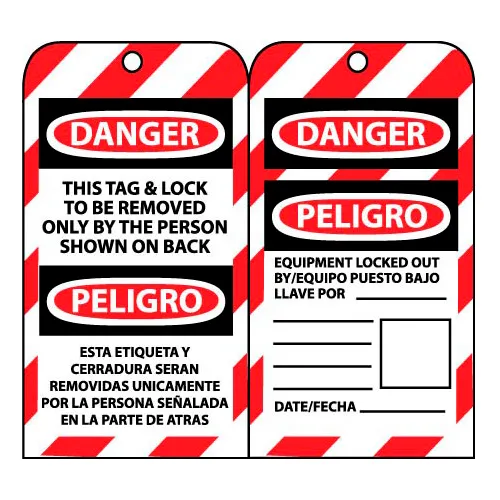 NMC™ SPLOTAG13 This Bilingual Lockout Tag & Lock To Be Removed Only By The Person Shown