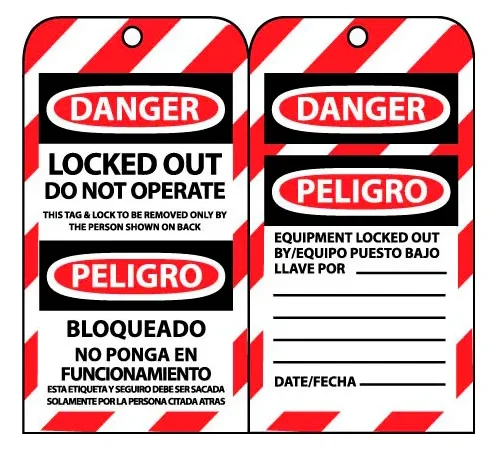 Bilingual Lockout Tags - Locked Out Do Not Operate