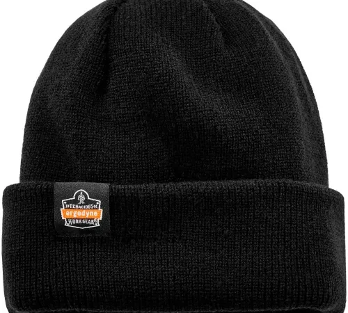 Ergodyne® N-Ferno® 6811Z Rib Knit Hat, Zipper, Black