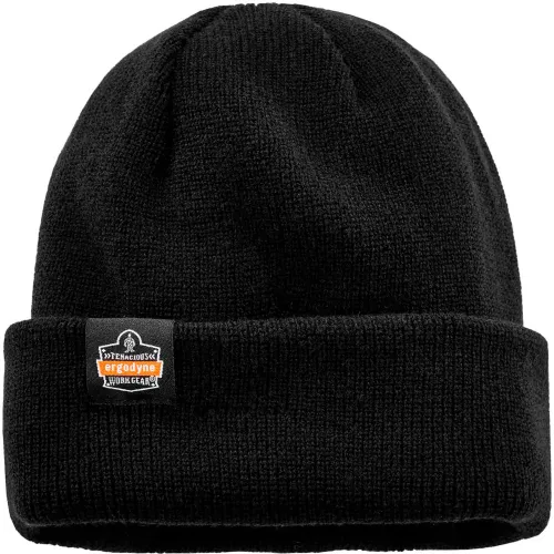 Ergodyne® N-Ferno® 6811Z Rib Knit Hat, Zipper, Black