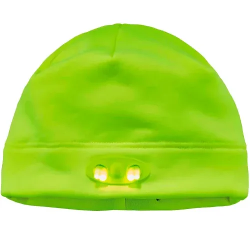 Ergodyne® N-Ferno® 6804 Skull Cap Beanie Hat With LED Lights, Lime