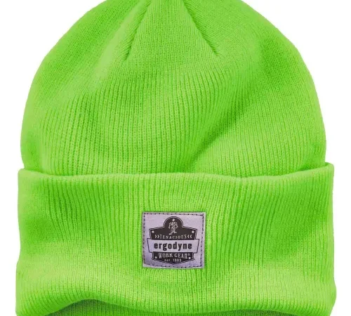 Ergodyne® N-Ferno® 6806 Rib Knit Beanie Hat, Cuffed, Lime