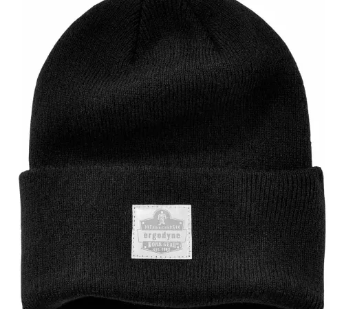 Ergodyne® N-Ferno® 6806 Rib Knit Beanie Hat, Cuffed, Black