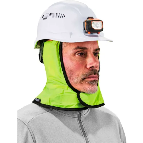 Ergodyne® N-Ferno® 6842 Winter Hard Hat Liner, 2-Layers, Shoulder Length, Lime