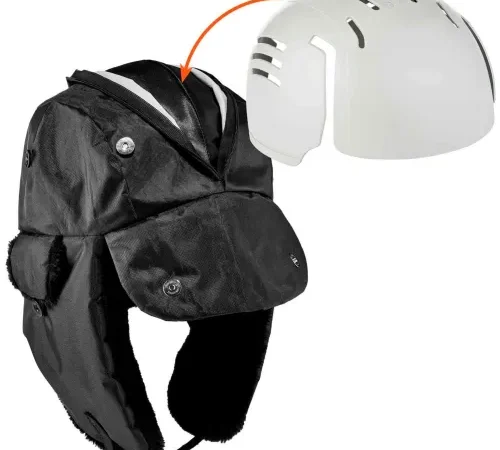Ergodyne® N-Ferno® 6802ZI Trapper Hat Kit w/ Universal Bump Cap, Zipper, S/M, Black