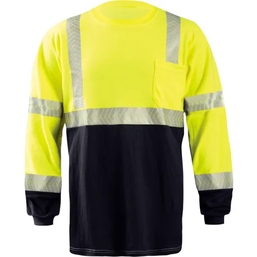 OccuNomix Flame Resistant Long Sleeve Segmented Black Bottom T-Shirt, 3XL, Yellow