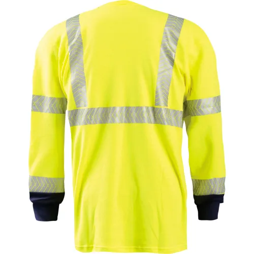 OccuNomix Flame Resistant Long Sleeve Segmented Black Bottom T-Shirt, 3XL, Yellow - Image 2