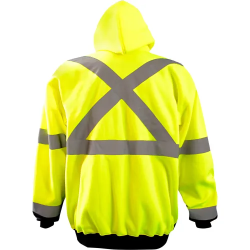 OccuNomix Black Bottom X-Back Hoodie Sweatshirt w/Zipper, 5XL, Yellow - Image 2