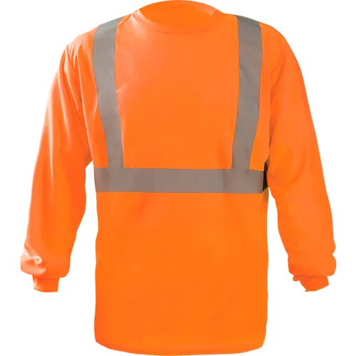 OccuNomix Long Sleeve Wicking Birdseye X-Back T-Shirt, XL, Orange