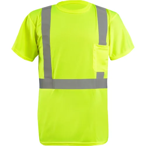 OccuNomix Recycled Birdseye Short Sleeve ANSI T-Shirt, L, Yellow