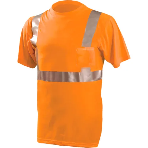 OccuNomix Standard Wicking T-Shirt W/ Pocket, Class 2, ANSI, Hi-Vis Orange, 5XL, LUX-SSETP2-O5X