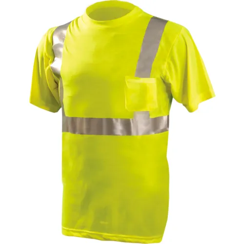 OccuNomix Standard Wicking T-Shirt W/ Pocket, Class 2, ANSI, Hi-Vis Yellow, XL, LUX-SSETP2-YXL