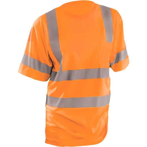 OccuNomix Class 3 Classic Wicking Birdseye T-Shirt with Pocket Orange, 5XL, LUX-SSETP3B-O5X