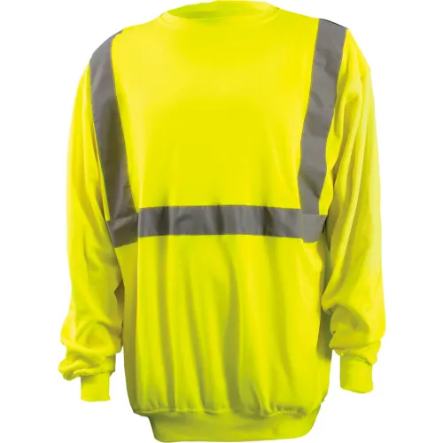 OccuNomix Classic Lightweight Crew Sweater, Class 2, Hi-Vis Yellow, ANSI, Class 2, 2XL, LUX-SWTL-Y2X