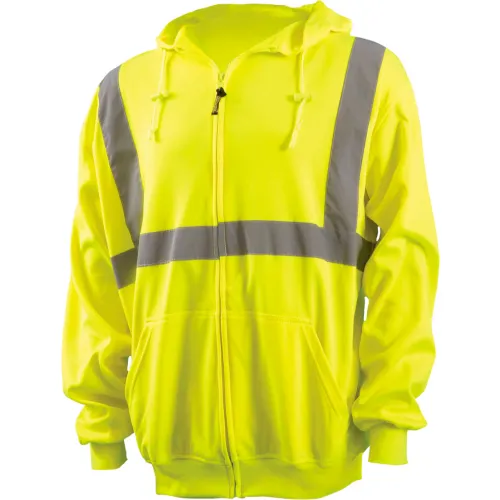 OccuNomix Zip Down Lightweight Hoodie, Class 2, Hi-Vis Yellow, ANSI, Class 2, 3XL, LUX-SWTLHZ-Y3X