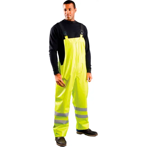 OccuNomix Class E Premium Flame Resistant Rain Bib Pants HRC2 Yellow, XL, LUX-TBIB/FR-YXL