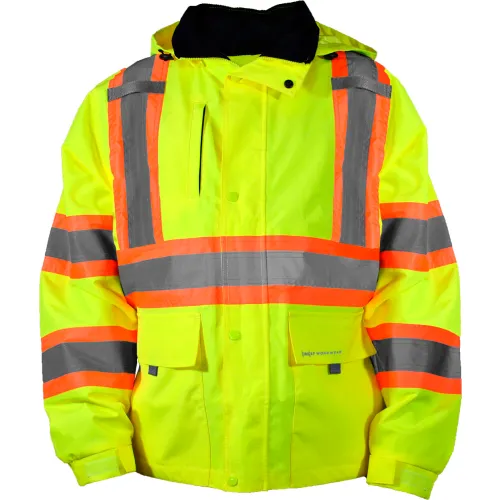 OccuNomix Rip-Stop 2 Tone X-Back Rain Jacket, Class 3, M, Yellow