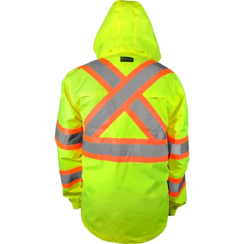 OccuNomix Rip-Stop 2 Tone X-Back Rain Jacket, Class 3, M, Yellow - Image 2