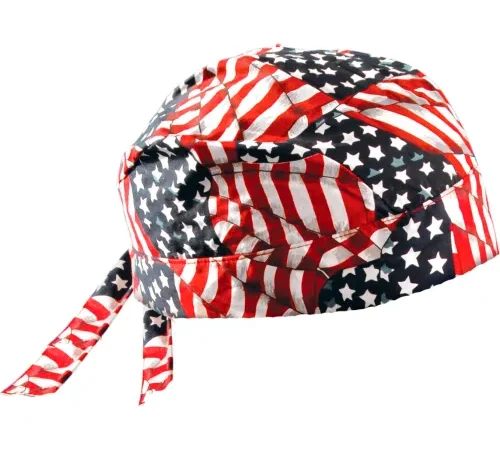 OccuNomix Regular Tie Hat With Elastic Rear Band Wavy Flag, 12 Pack, TN5-WAV - Pkg Qty 12