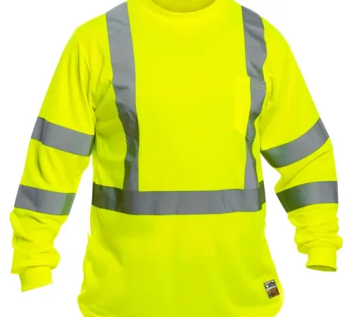 Utility Pro™ Hi-Vis Long Sleeve T-Shirt, Class 3, Perimeter Insect Guard, Yellow, L, UHV867-L