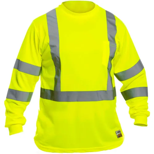 Utility Pro™ Hi-Vis Long Sleeve T-Shirt, Class 3, Perimeter Insect Guard, Yellow, M, UHV867-M