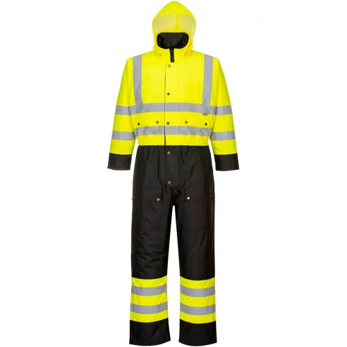 Portwest® ANSI Class 3 Hi-Vis Contrast Winter Coverall, 5XL, Yellow/Black
