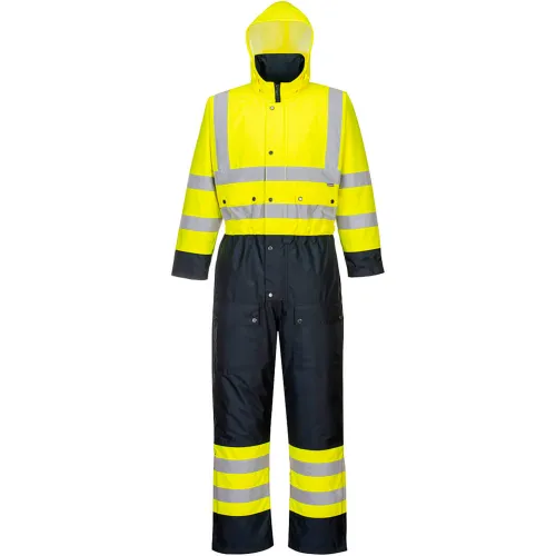 Portwest® ANSI Class 3 Hi-Vis Contrast Winter Coverall, 3XL, Yellow/Navy