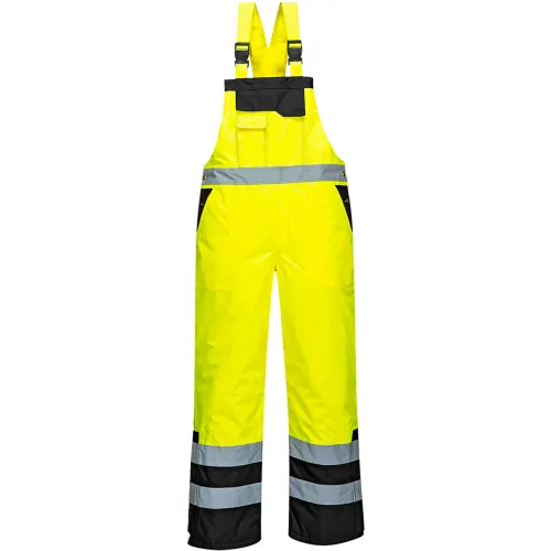 Portwest® Hi-Vis Contrast Winter Bib Overall, 3XL, Yellow/Black