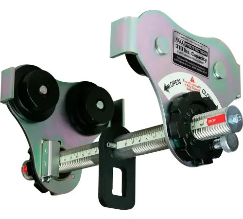 OZ Lifting Products Fall Protection Push Beam Trolley w/ Upto 12"W Flange, 1 Ton Capacity