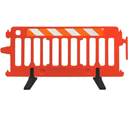 Plasticade 2004-O-EGLR 6' All Plastic Crowd Control Barricade W/ Rubber Feet, Interlocking, Orange