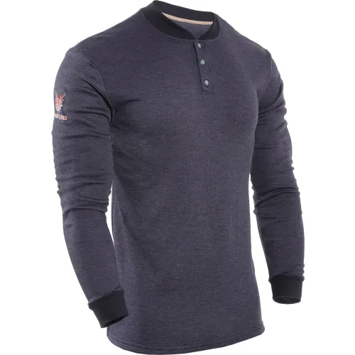 DRIFIRE® Flame Resistant Long Sleeve Henley Navy M, Navy, C541NNBBSLSMD