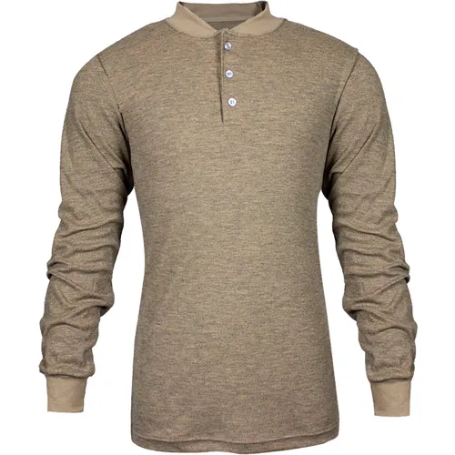 DRIFIRE® Flame Resistant Long Sleeve Henley, S, Tan, C541NTNBSLSSM