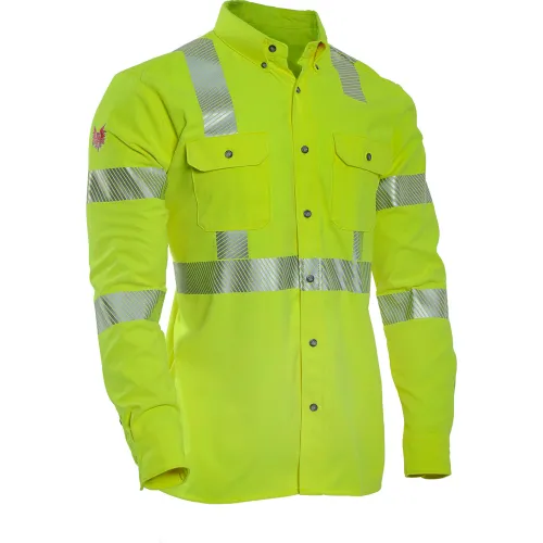 DRIFIRE® Hi-Vis Work Shirt, Type R, Class 3, S, Fluorescent Yellow, DF2-AX3-324LS-HY-SM