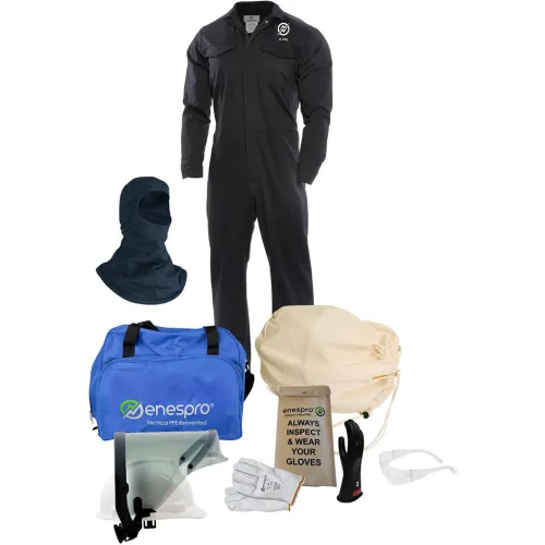 Enespro® ArcGuard® 8 cal/cm2 Arc Flash Kit w/ FR Coverall w/ Balaclava, LG, Glove Sz 10