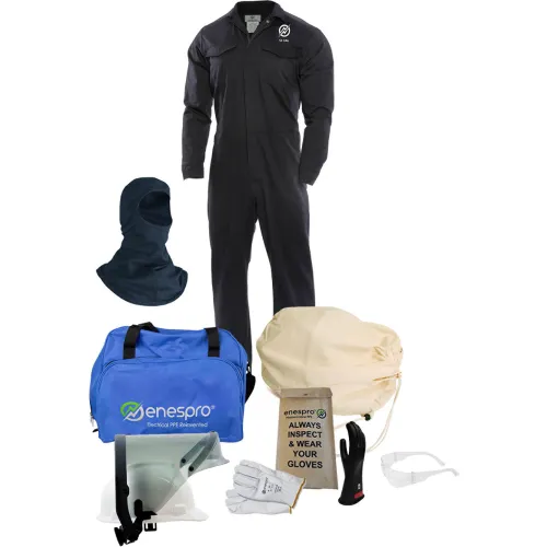 Enespro® ArcGuard® 12 cal UltraSoft Arc Flash Kit, FR Coverall & Balaclava, M, Glove Sz 10