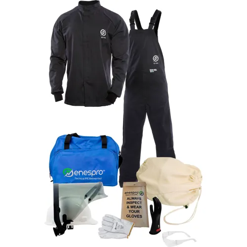 Enespro® ArcGuard® 12 cal Arc Flash Kit W/Short Coat & Bib Overall in UltraSoft, S, Sz 11