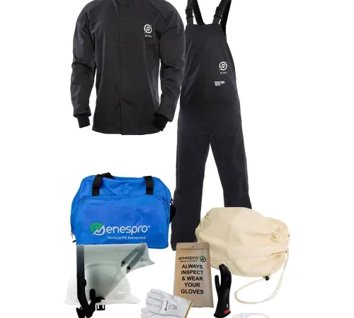 Enespro® ArcGuard® 12 cal Arc Flash Kit W/Short Coat & Bib Overall in UltraSoft, XL, Sz 08
