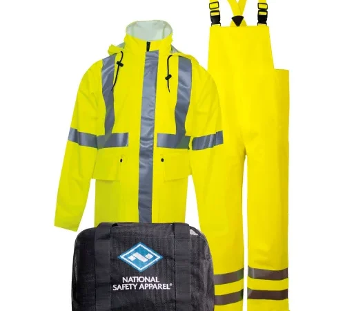 Arc H2O Flame Resistant Hi-Vis Rainwear Kit, ANSI Class 3, Type R, Yellow, L