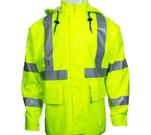 Arc H2O Flame Resistant Hi-Vis Rain Jacket, ANSI Class 3, Type R, Yellow, M