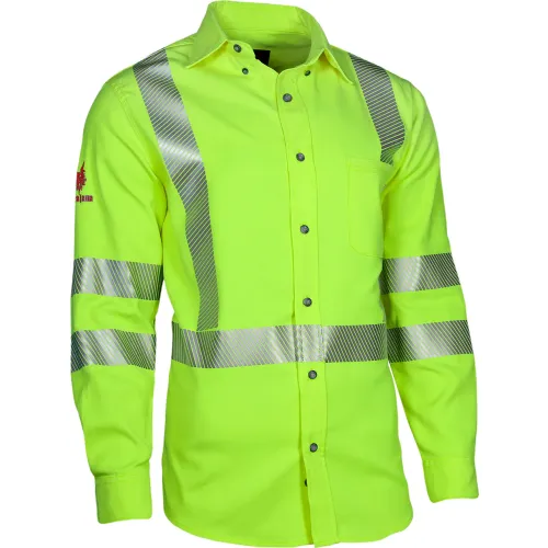 DRIFIRE® FR Hi-Vis Work Shirt, Type R, Class 3, M, Fluorescent Yellow, SHRTV3C3MDRG