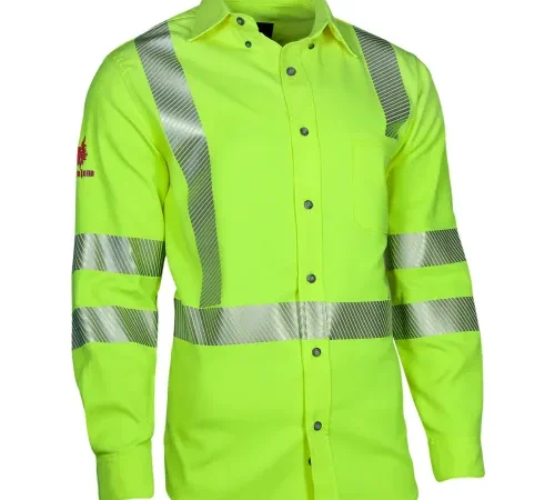 DRIFIRE® FR Hi-Vis Work Shirt, Type R, Class 3, XL, Fluorescent Yellow, SHRTV3C3XLLRG