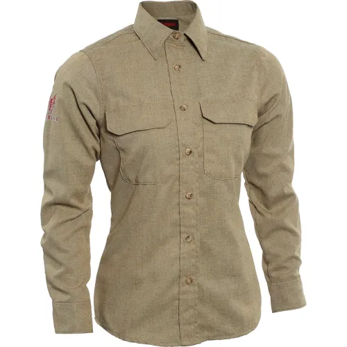 DRIFIRE® Tecgen Select®Women's Flame Resistant Work Shirt, XL, Tan, TCGSSWN00112XLLRG00