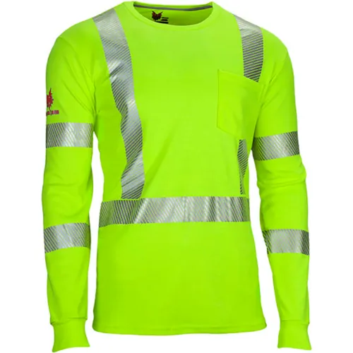 DRIFIRE® Men's FR Hi-Visibility Dual Hazard Long Sleeve T-Shirt, 2XL, Fluorescent Yellow