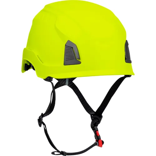 Traverse™ Industrial Climbing Helmet, 4-Point Chin Strap, Non-Vented, Type 1, Hi-Vis Yellow