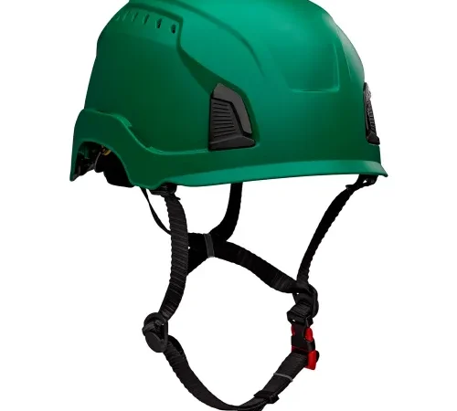 Traverse™ Industrial Climbing Helmet, 4-Point Chin Strap, Vented, Type 1, Dark Green