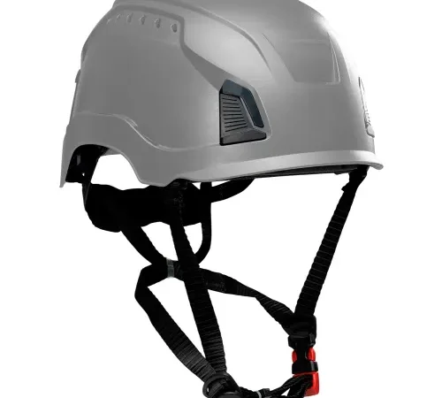Traverse™ Industrial Climbing Helmet, 4-Point Chin Strap, Vented, Type 1, Gray